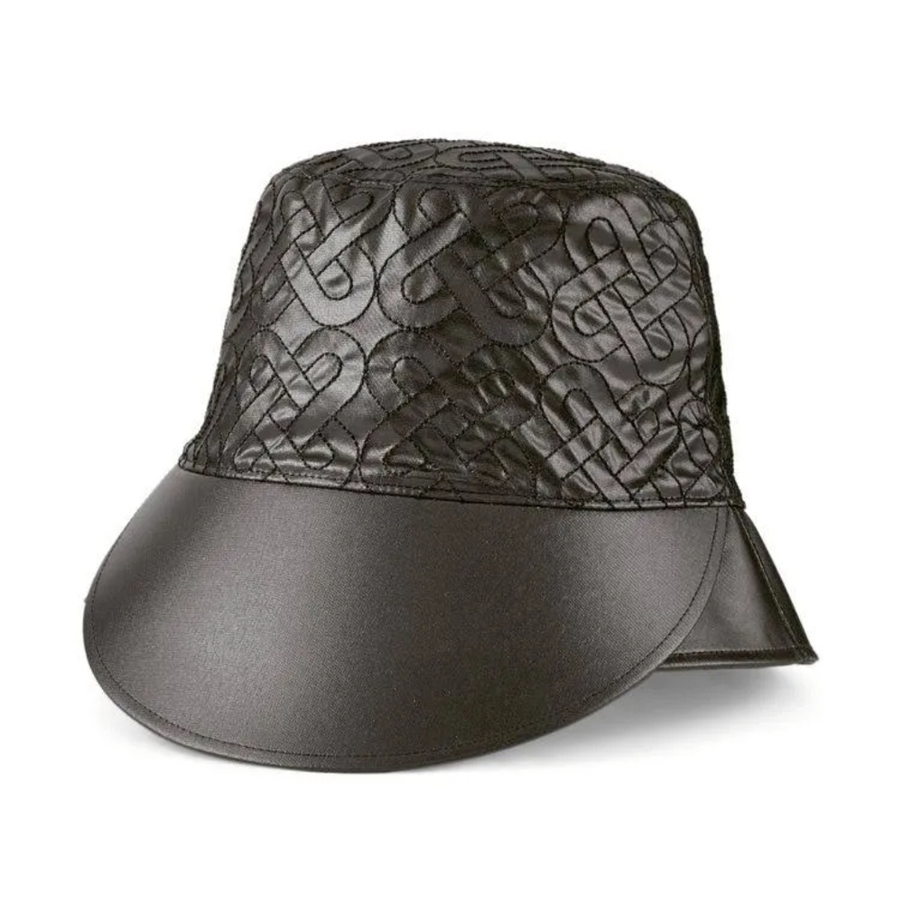 Puma Black Quilted Leather-Look Bucket Hat
